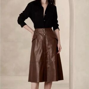 Banana Republic Factory Chocolate A-Line Faux Leather Skirt